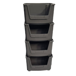 Grey Large Open Front Stacking Storage Pick Bin Containers 50L, Default Title, Filstorage
