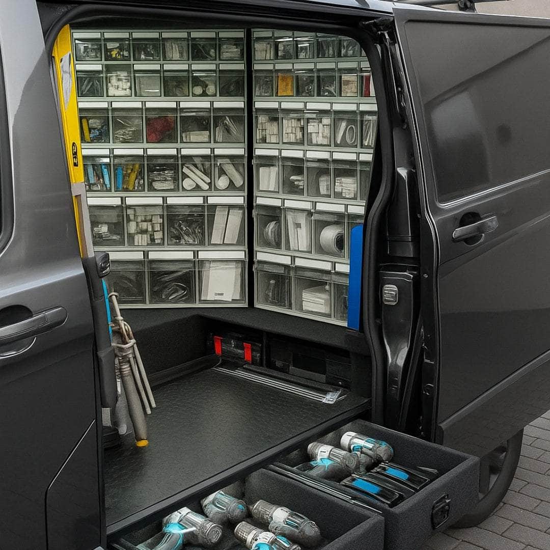 Complete Van Storage Solutions | Tilt Bins in Situ | Filstorage
