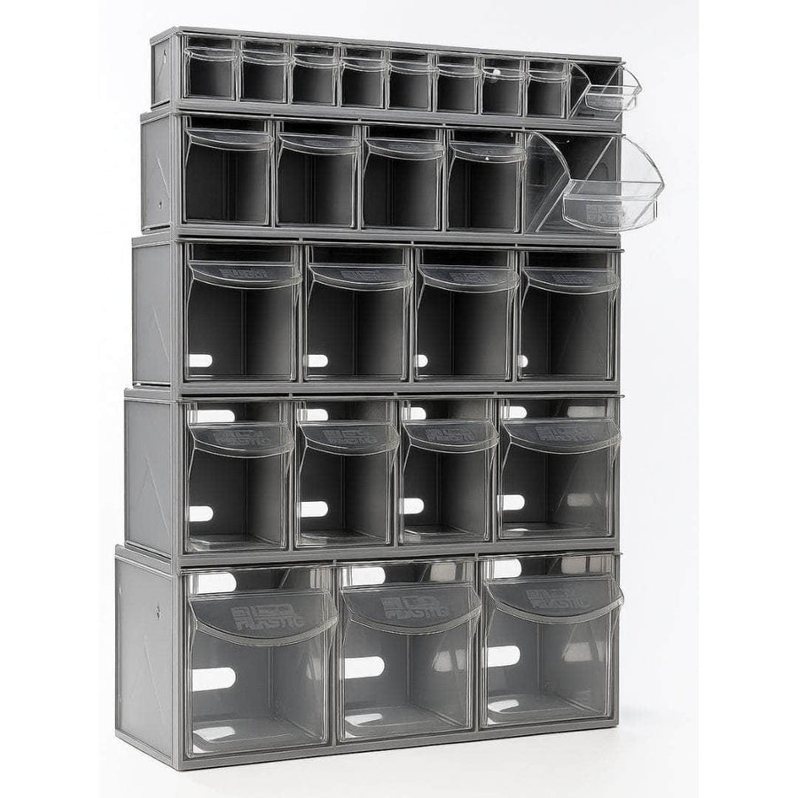 Complete Van Storage Tilt Bin Kit (27 compartments), Tilt Bin Van Kit, Filstorage