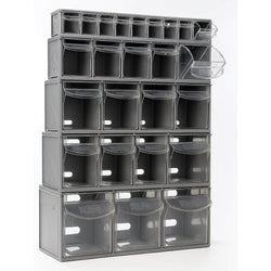 Complete Van Storage Tilt Bin Kit (27 compartments), Tilt Bin Van Kit, Filstorage