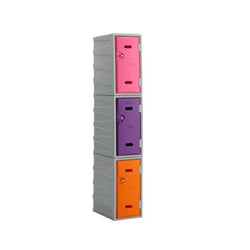 Offer: Set of 3 LK2 Plastic Locker 600mm H, 600mm High / Blue / Key Operated Lock, Filstorage