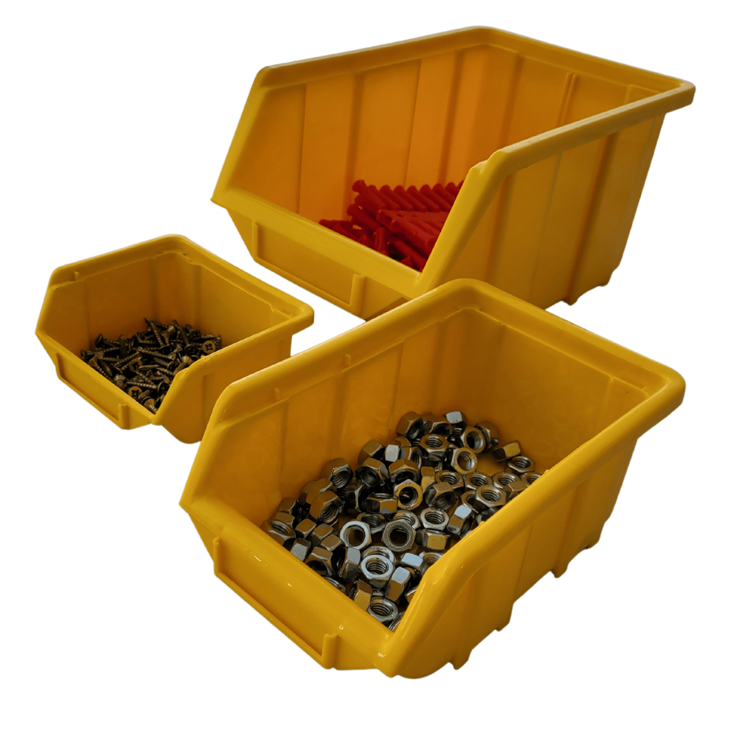 Yellow Stackable Plastic Storage Parts Bins (5 sizes), FB0, Filstorage