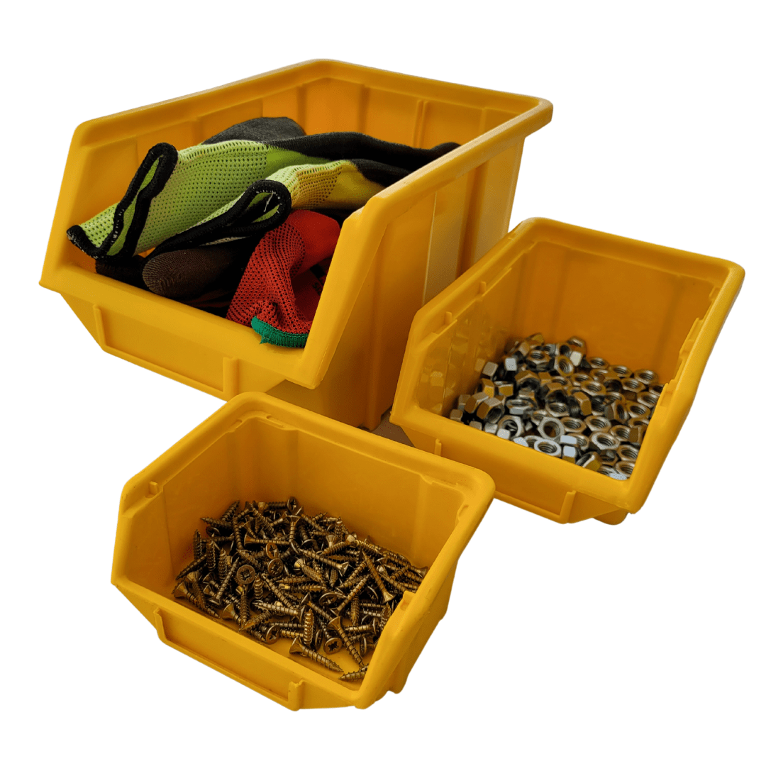 Yellow Stackable Plastic Storage Parts Bins (5 sizes), FB0, Filstorage