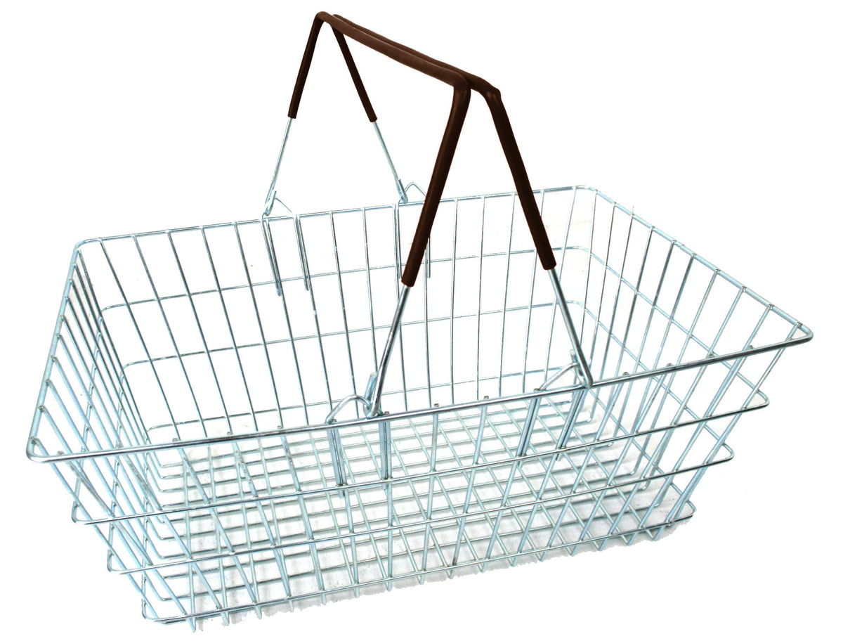 Wire Shopping Baskets with 2 Handles 21L (4 Handle Colours), Black / 1, Filstorage