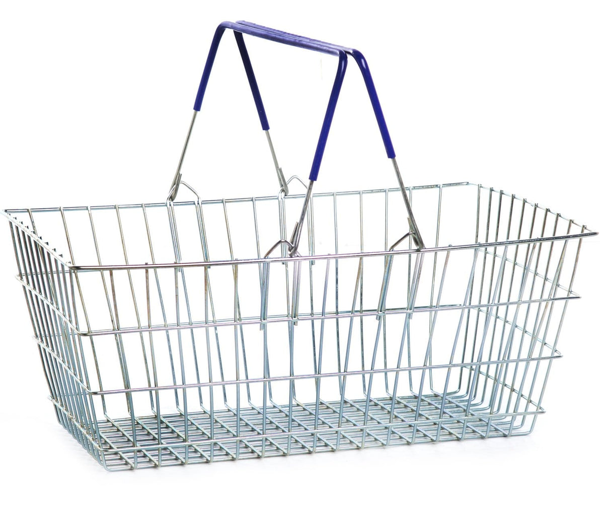 Wire Shopping Baskets with 2 Handles 21L (4 Handle Colours), Blue / 1, Filstorage