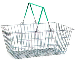 Wire Shopping Baskets with 2 Handles 21L (4 Handle Colours), Green / 1, Filstorage