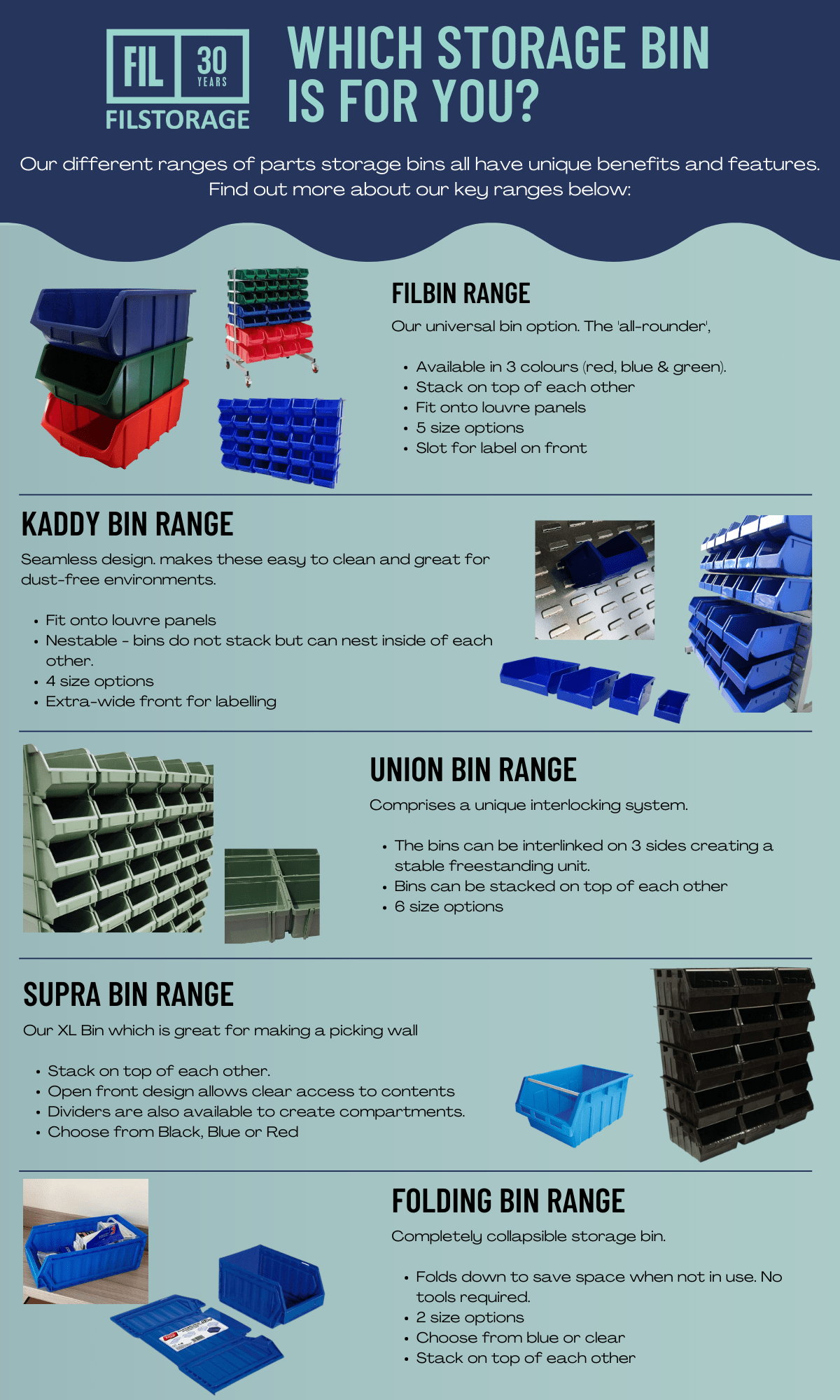 Stackable Storage Parts Bins (114) - Large, Blue / 1, Filstorage
