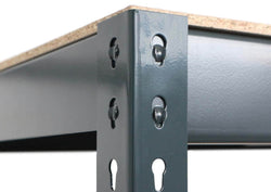 Close up rivet boltless shelving