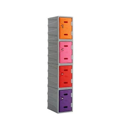 Offer: Set of 4 LK1 Plastic Lockers 450mm H, 450mm High / Blue / Key Operated Lock, Filstorage