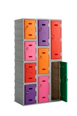 Offer: Set of 4 LK1 Plastic Lockers 450mm H, 450mm High / Blue / Key Operated Lock, Filstorage