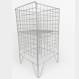 Silver Dump Bin with adjustable bottom side view