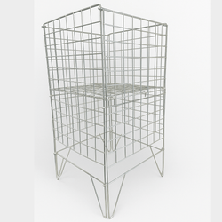 Silver Dump Bin with adjustable bottom side view