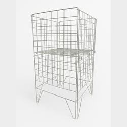 Silver Dump Bin with adjustable bottom front view