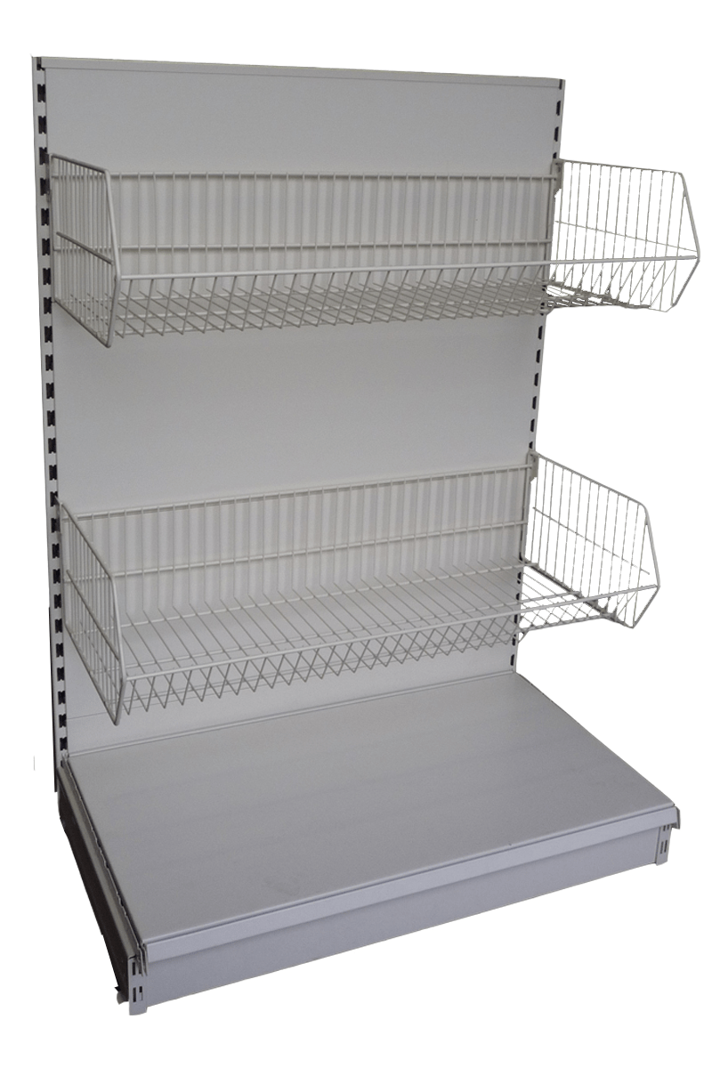 Wire Basket for Shop Shelving, White Basket 1000mm wide, Filstorage